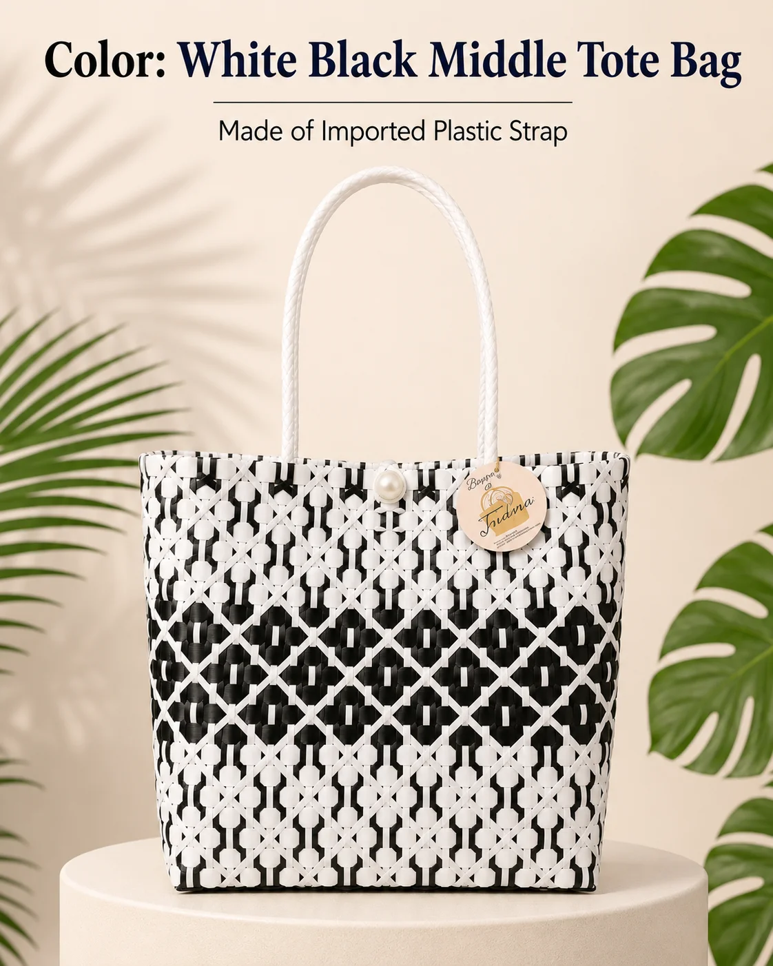Fashion Bayong (White Black Middle Tote Bag)